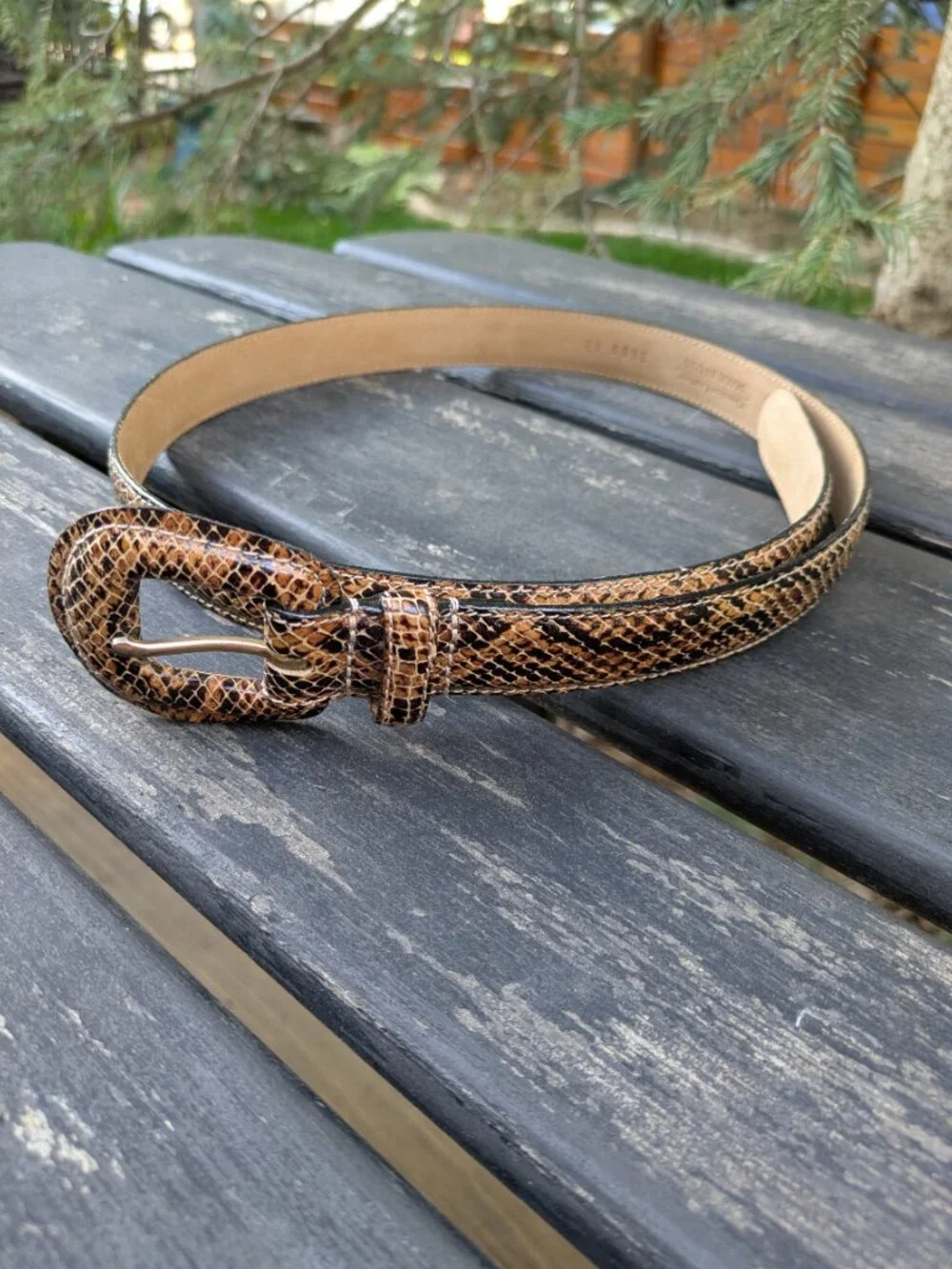 Vintage WCM New York snake-print belt Genuine Leather Size M